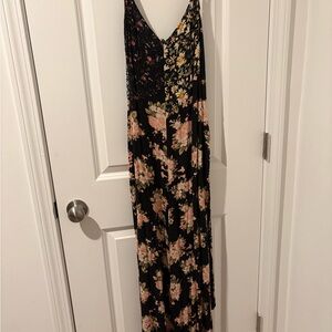 American Eagle Outfitters Black and Pink Floral Romper